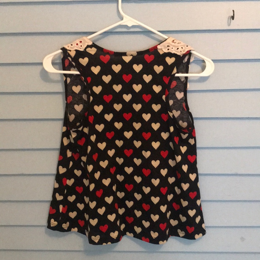 Love J lace collar heart print cropped tank - Picture 4 of 7